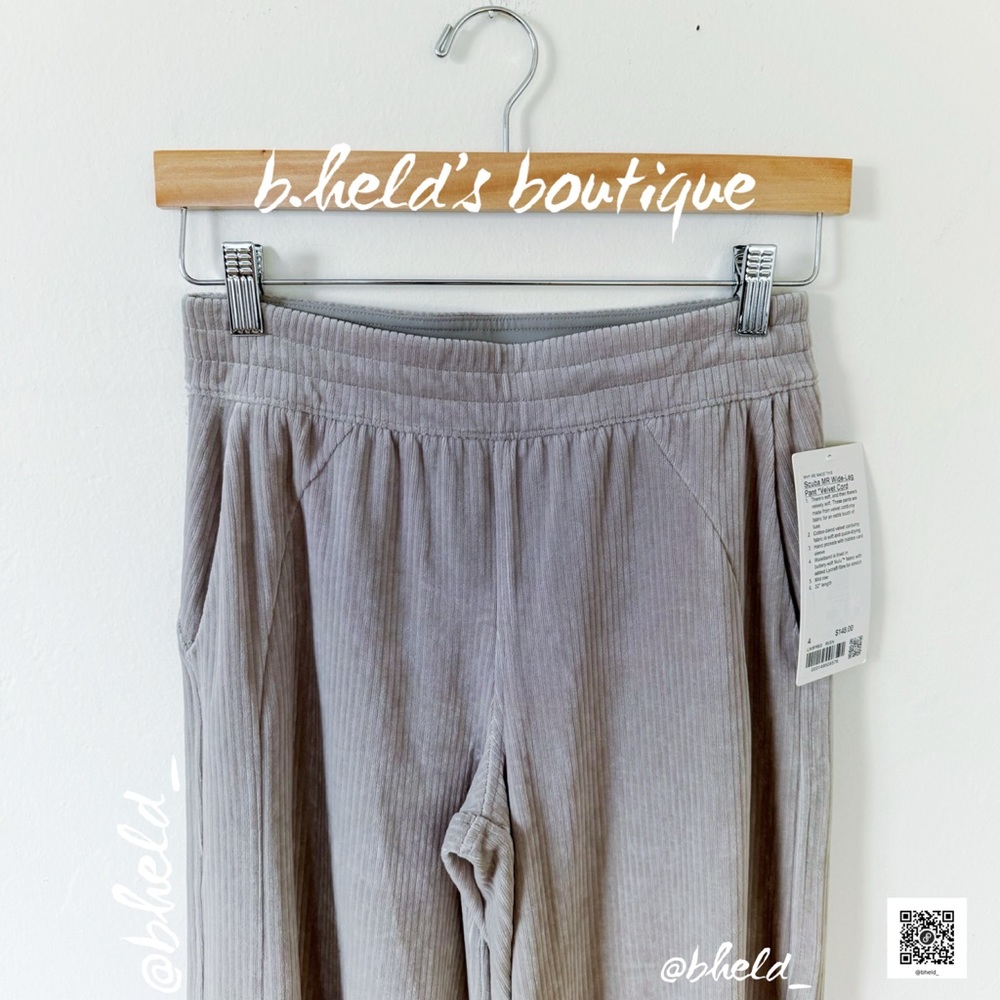 lululemon Scuba Mid-Rise Wide-Leg Pant *Velvet Cord in Riverstone Tan Size 4 NWT - Picture 2 of 16